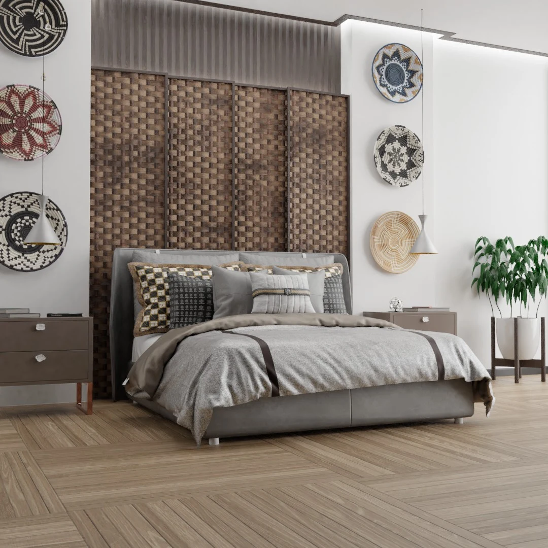 Contemporary Minimalist Bedroom with African Luxury Aesthetics