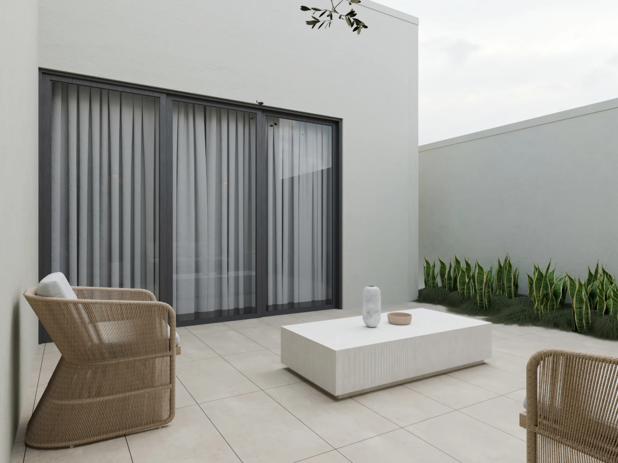 Warm Minimalist Open-Air Terrace