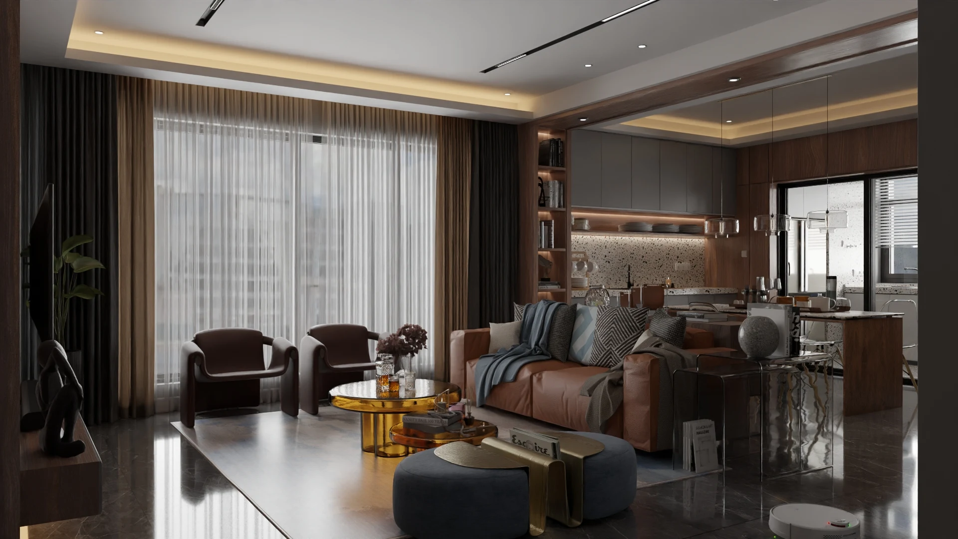 Warm Minimalist Open-Plan Apartment