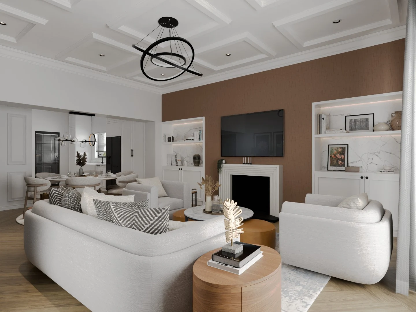 Warm Neoclassical Open-Plan Interior